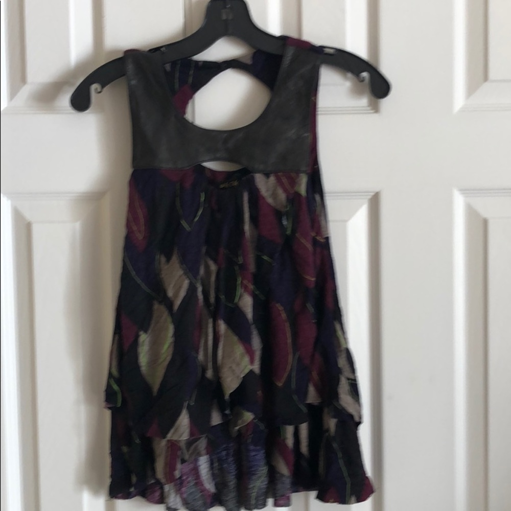 Leather multi color top
